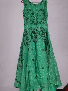 Green Embroidered Anarkali Dress