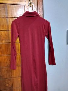 Women's Burgundy Turtleneck Dress