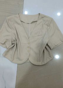 Beige Cropped Blazer,formal jacket