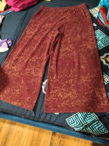 Patterned Wide Leg Pants