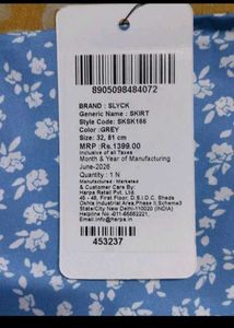 Blue Floral Ruched Mini Skirt