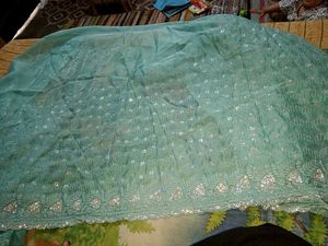 New stones work saree with designer blouse piece