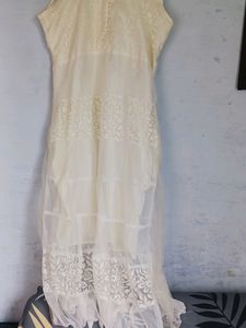 Long Salwar Cream Colour