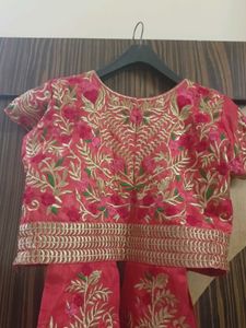 Embroidered Dark Pink Long Blouse with