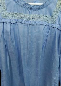 Light Blue Lace Trim Top