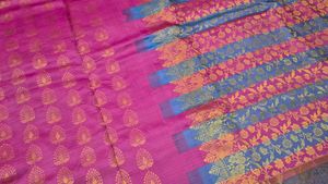 Beautiful Pink Saree with Gold Border
