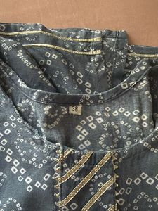Stylish Grey Bandhani Print Kurta