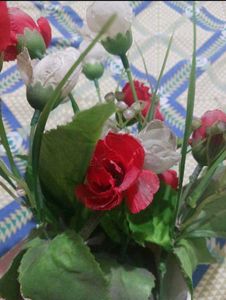 Artificial Flower And Leaves With Vase
