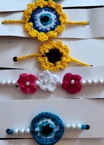 Handmade Crochet Evil Eye & Floral Bracelets