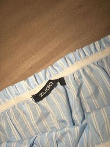 Blue Striped Smocked Tube Top