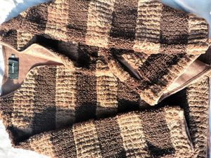 Brown Striped Textured Cardigan