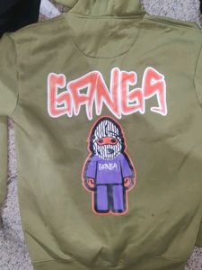 Olive Green Hoodie with "Street Gang" Print
