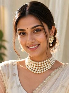 Elegant Pearl Choker & Earrings Set
