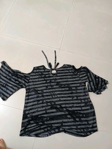 Striped Cold Shoulder Top
