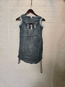 Crushed Grey Sleeveless Top with Embellishment