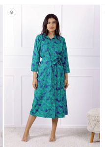 Green Leaf Print Shirt Dress