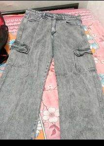 Grey Wash Cargo Jeans