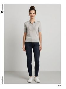 Elegant Lace Trimmed Polo Neck Top