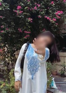 Elegant kashmiri  White Kurta with Blue Embroidery