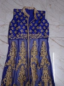 Blue &amp; Gold Embroidered Dress