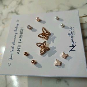 Butterfly Stud Set Of 5 EARRINGS Anti Tarnish
