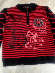 Stylish Red & Black Striped Pullover