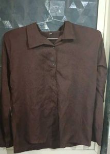 Classic Brown Button-Up Shirt with free gift
