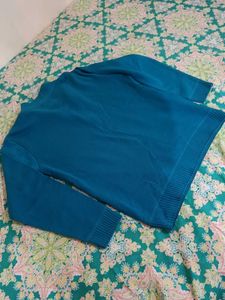 Stylish Knit Sweater - Teal Blue