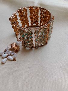 Stunning Bangle Bracelet with Pearl Dangles