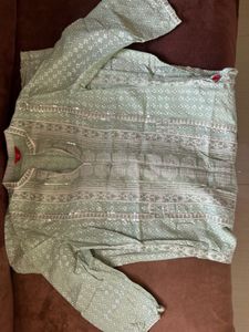 W branded Mint  Green embellished Kurti