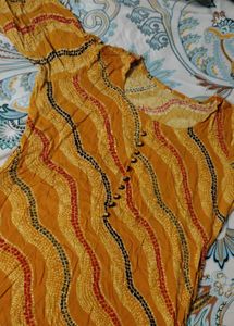 Mustard Yellow Printed Kurta