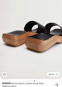 Mango Black Leather Platform Heels