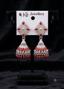 Elegant Red Jhumka Earrings
