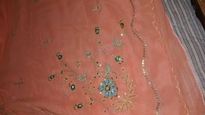 Embroidered Peach Saree