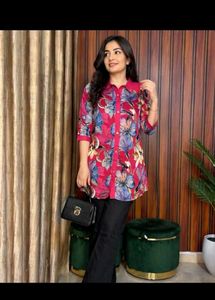 Beautiful Floral Print and embroidered shirt