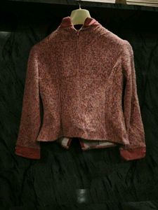 Embroidered Pink Textured Jacket