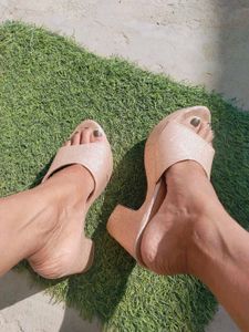 Rose Gold Pretty Embellished Flats For Women