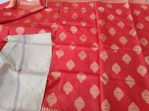 Elegant Red Banarasi Silk Saree🥰😍🤩❤️