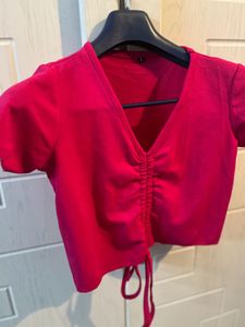 Chic Ruched V-Neck Crop Top