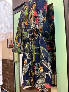 Sassafras Navy Tropical Wrap Romper