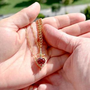 Couple Gold Heart &amp; Sword Necklace Set
