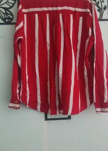 Red and White Striped Long Sleeve Top