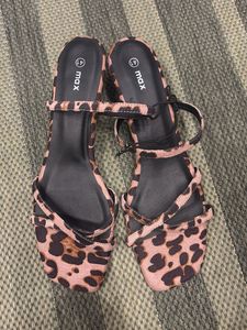 Leopard Print Kitten Heel Sandals