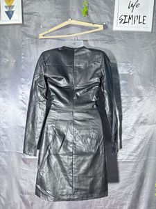 Sleek Faux Leather Wrap Dress