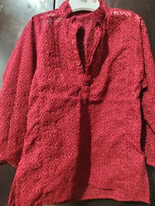 Elegant Red Embroidered Kurta