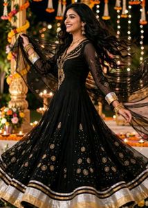 Elegant Black Embroidered Gown