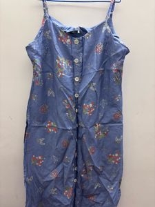 Blue Floral Button-Front Maxi Dress