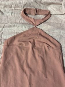 Elegant Pink Halter Neck Bodycon Dress