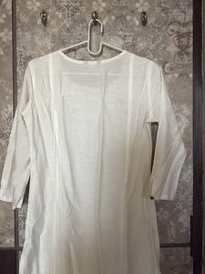 Elegant White Kurti with Gold Embroidery