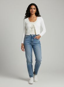 White Knit Tie-Front Cardigan